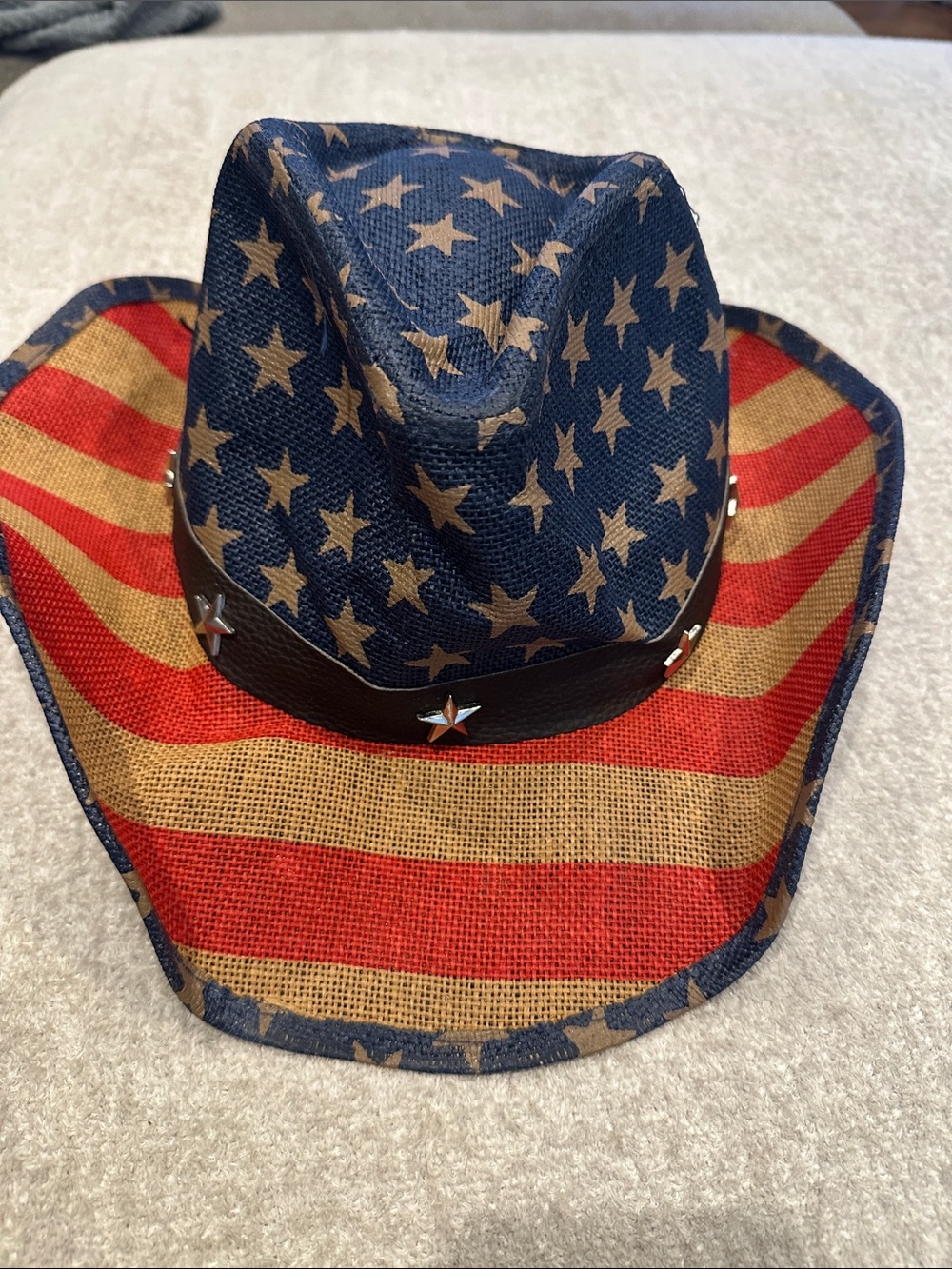 American Flag Star Cowboy Hat for Men - Blue, Red, Tan